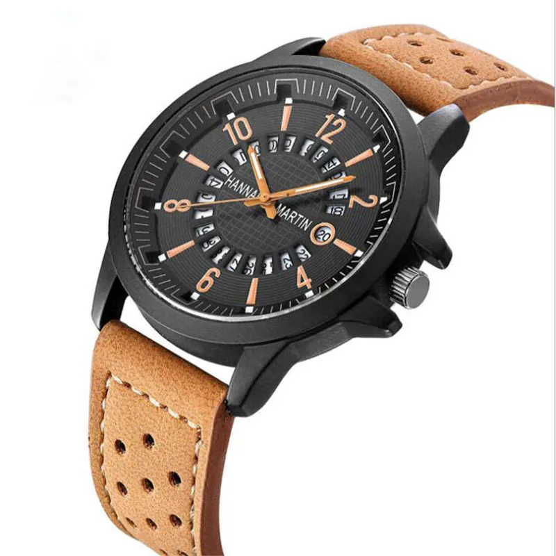 

Sports Casual Men's Quartz Watch Creative Calendar Mineral Glass Mirror Breathable Scrub Belt Relogio Masculino Clock