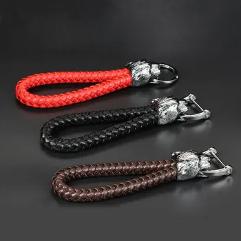 

Leather Hand Woven Keychain Horseshoe Buckle Key Rings Holder for Mustang for Alfa Romeo 159 for Mazda for Mercedes Benz Astra J