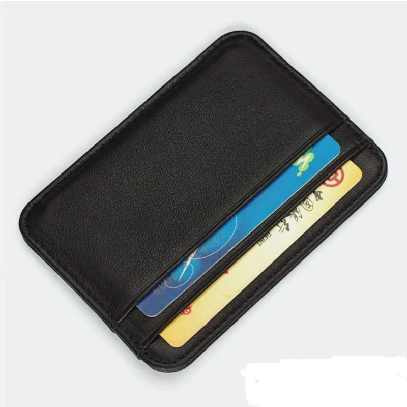 

100% Real Leather Convenient ID Pocket Bank Credit Card Case Thin Card Wallet Men Cash Cards Pack Bus Card Holder