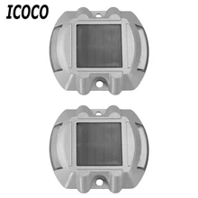 ICOCO 6 светодиодный 2 шт. солнечные дорожные стержни наружные беспроводные лампы Водонепроницаемый подъездная дорога алюминиевый Спайк дорожный Предупреждение уличные фонари