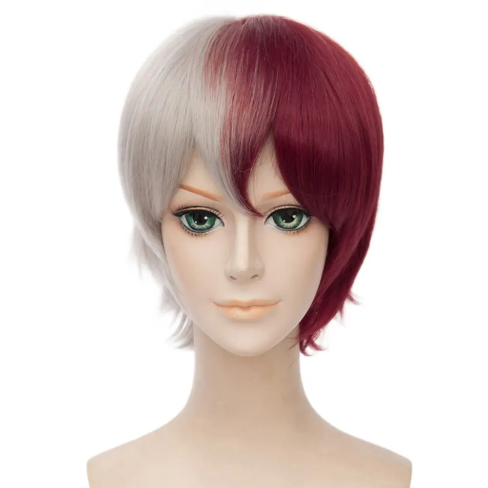 Короткий парик для косплея Todoroki парики My Hero Academy полусеребристый белый