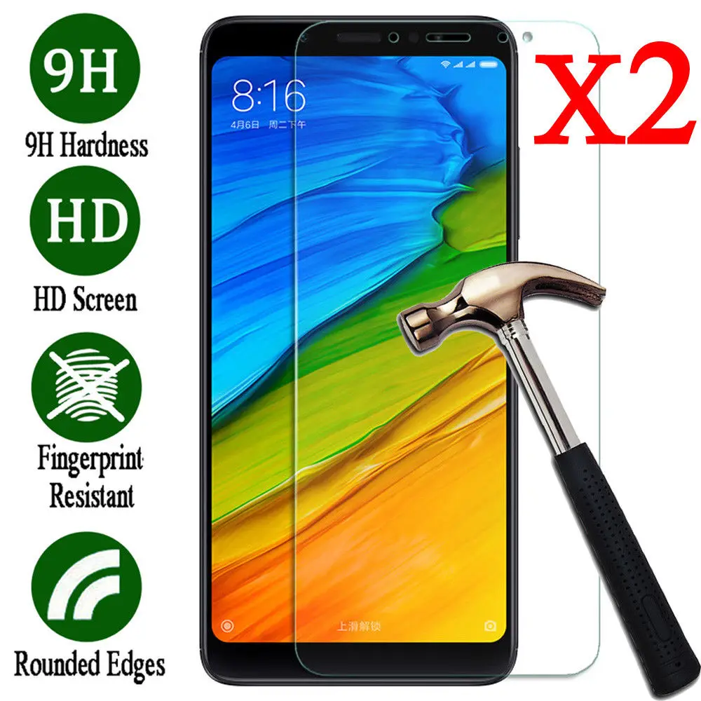 2X Tempered Glass Screen Protector For XiaoMi Redmi 5 5A Plus 6 6A S2 Note 5 6 Pro