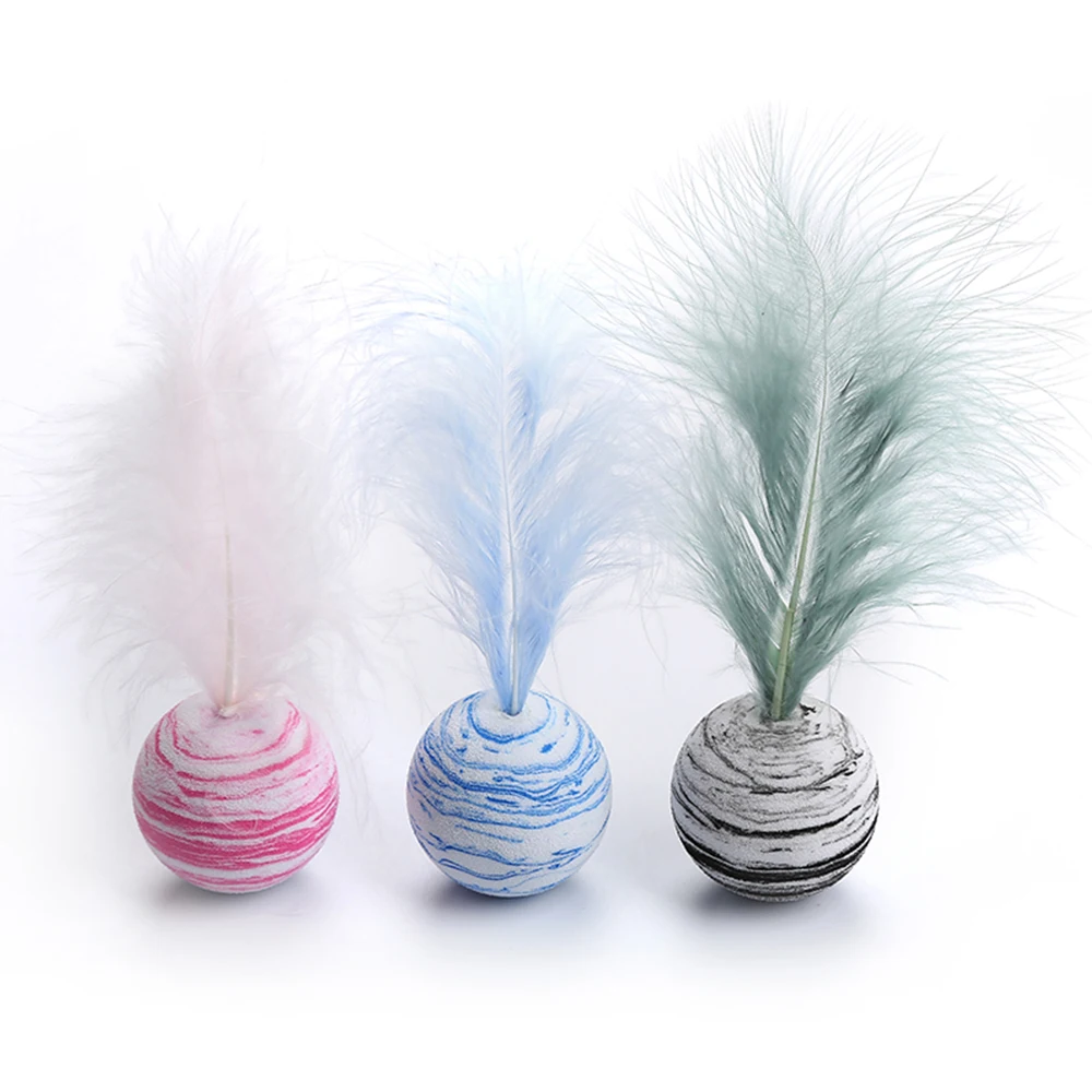 Cat Toy Star Ball Plus Feather EVA Material Light Foam Ball Throwing Toy Star Texture Ball Feather Toy Feather Wand Supplies #3