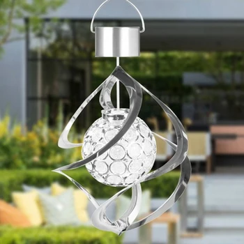 

Solar Wind Turn Light Outdoor LED Colorful Decorative Light Waterproof Silver Color Light Lawn Solar Wind Chime Light