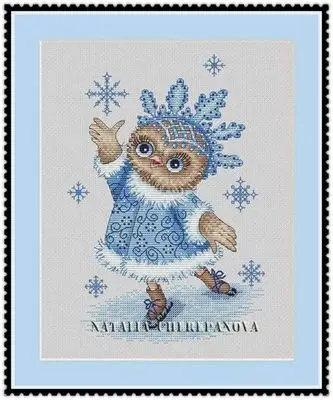 

FF mm Rabbit and fox with love cross stitch kit Animal cotton thread Love lock canvas stitching embroidery An Owl Skating