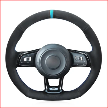 

Black Suede Light Bule Marker Car Steering Wheel Cover for Volkswagen VW Golf 7 GTI Golf R MK7 VW Polo GTI Scirocco 2015 2016