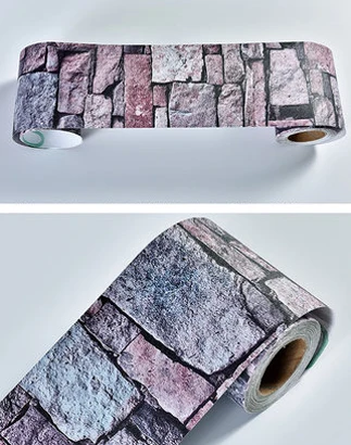 5 м назад с клеем мозаика линия талии стикер стены ванная комната водонепроницаемый декоративные настенные наклейки «Граница» самоклеющиеся кирпичные обои - Цвет: Brick Purple