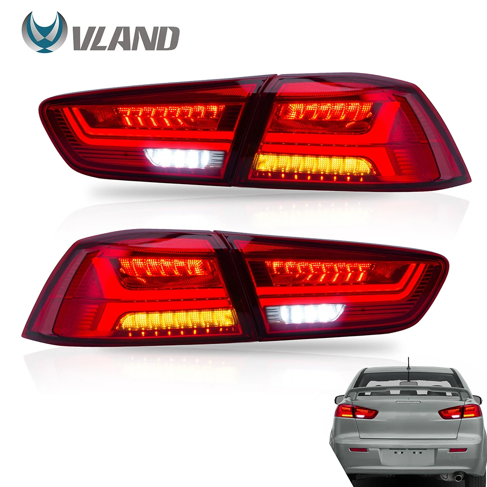 

VLAND Tail lights Assembly for Mitsubishi Lancer EVO X 2008-2019 RED Taill Lamp Assembly with Sequential Turn Signal Full LED