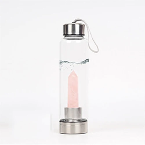 500 мл бутылка для воды с натуральным кристаллом, целебная палочка, елисир, кварцевый кристалл, целебная бутылка, стеклянная бутылка для воды - Цвет: 1
