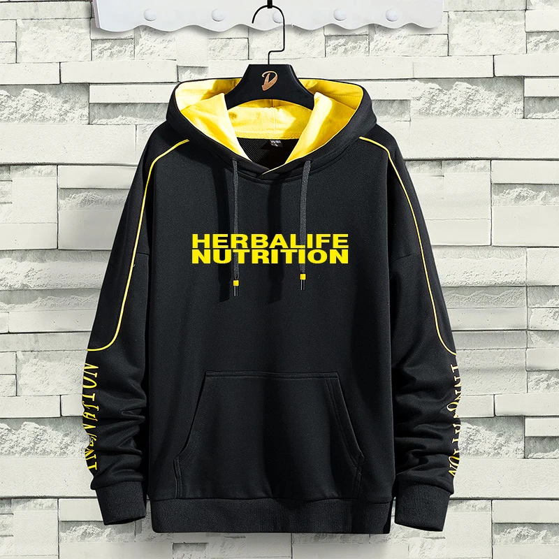 herbalife the same clothes plus fat size loose Hong Kong style sweater men's spring and autumn hooded jacket Kore | Спорт и