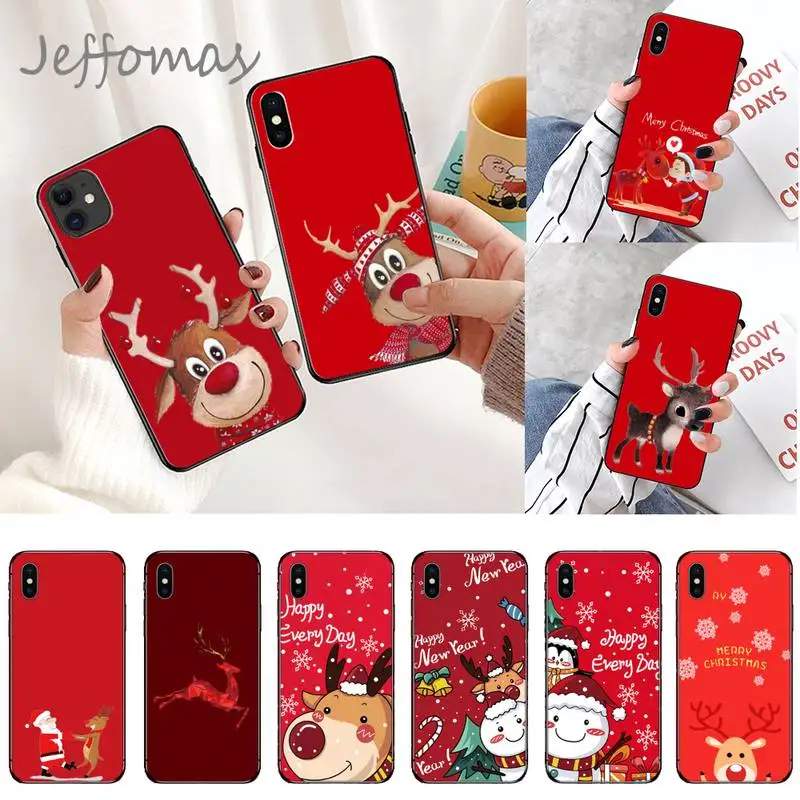 

Cute christmas Deer snowflake Santa Claus Phone Case for iPhone 11 12 mini pro XS MAX 8 7 6 6S Plus X 5S SE 2020 XR