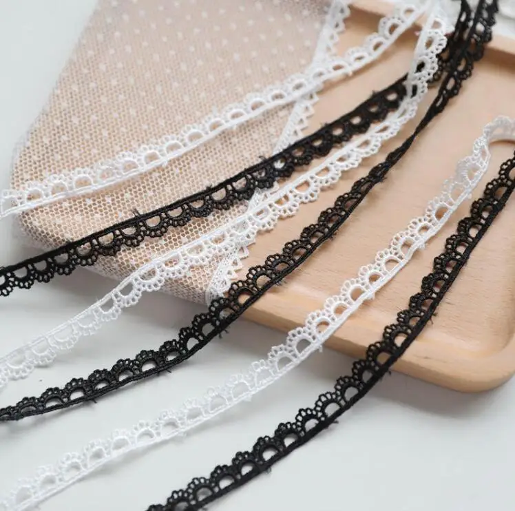 White Black Decoration Water Soluble Flower Lace Trim Sewing Crafts Women Cloth Dress Accessories DIY lace fabric lace ribbon lace garment accessories lace sewing supplies lace decoration lace accessories lace sewing accessories 5 Yards/lot