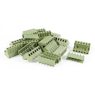 

10 Pcs 300V 10A Single Row 6 Positions Pluggable Terminal Block Oliver Green
