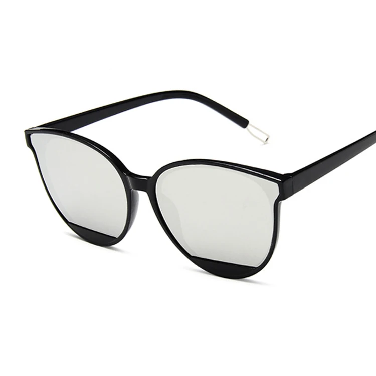 Новые Классические овальные красные женские Солнцезащитные очки женские винтажные Роскошные Пластиковые брендовые дизайнерские солнцезащитные очки «кошачий глаз» солнцезащитные очки UV400 Мода - Цвет линз: Black Silver