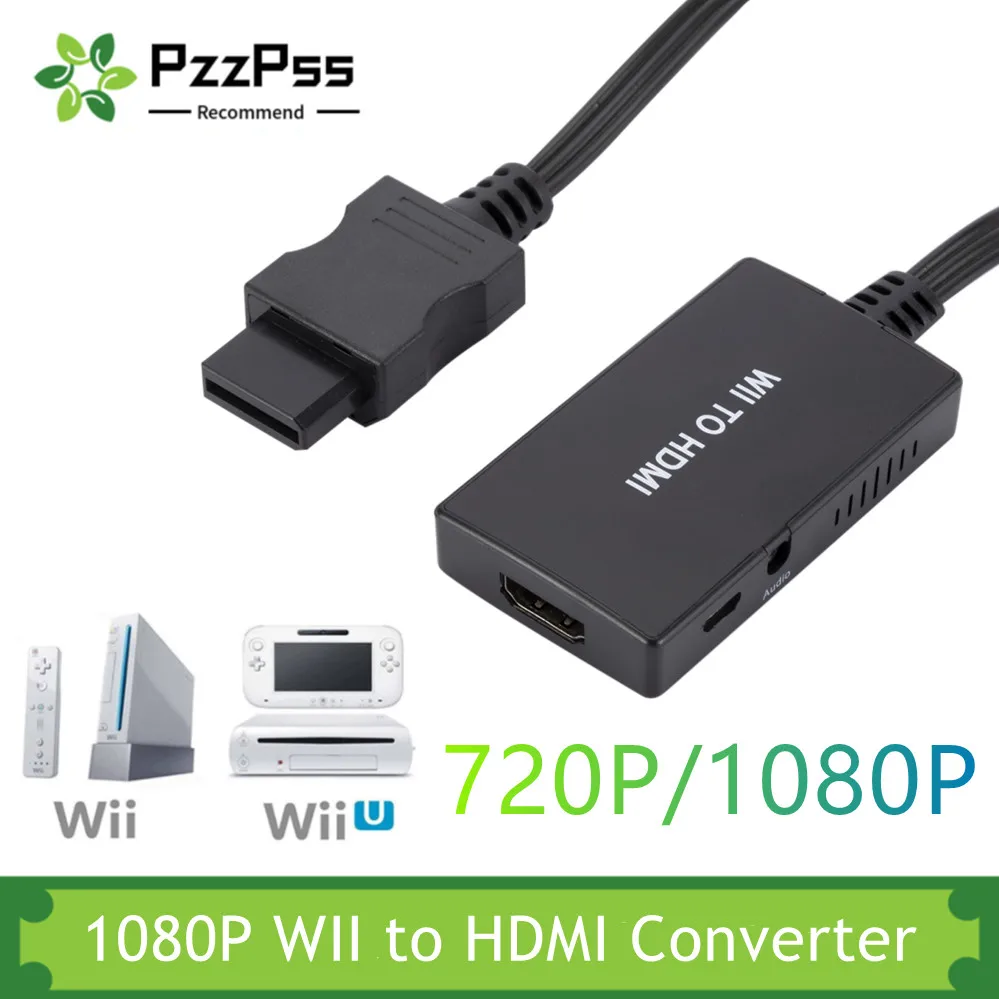 PzzPss convertidor HD 720P/1080P de WII a HDMI, compatible con Cable y