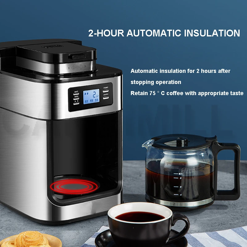 CANDIMILL Bean Powder Dual-use Small Coffee Machine Coffee Maker  Home Bean Grinder Fresh Grinding American Espresso Coffee 5