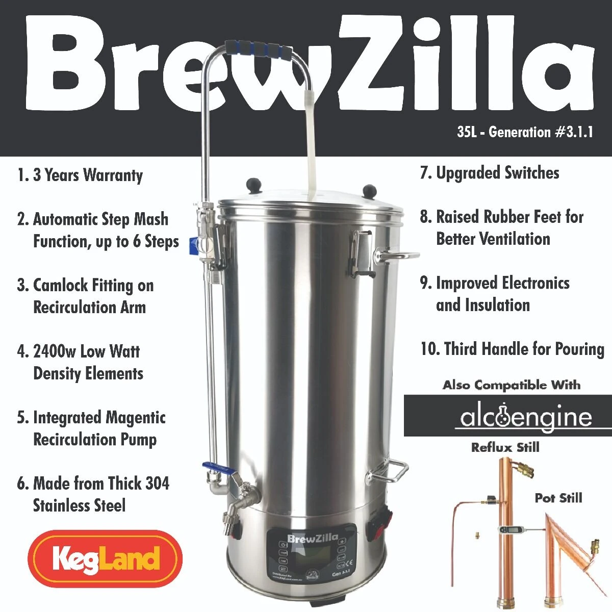 Kegland Brewzilla 35l Gen.3.1.1 Home Brew All In One Kegland Beer Brewing Beer Brewing