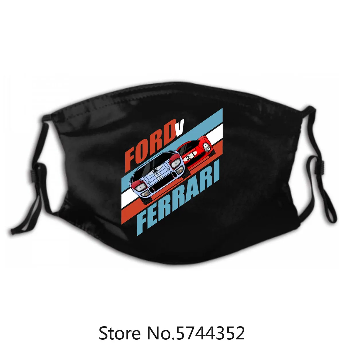 

Mask Black Men-Women Washable Reusable Mask with PM2.5 Filters 5 Layers - Battles In 60S Motorsport Vintage 1Ford V. Ferrary