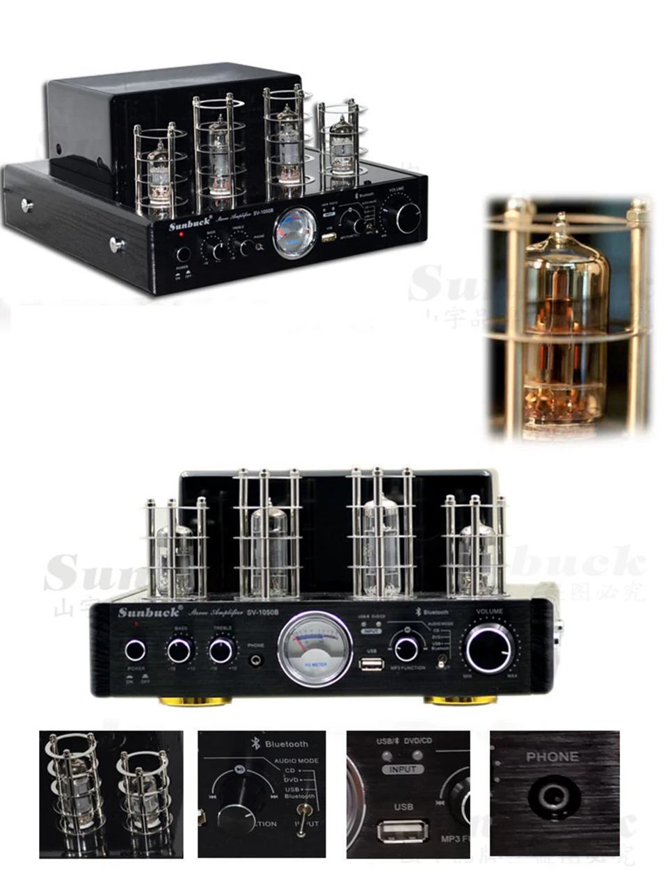 Sunbuck SV 1050B HIFI аудио стерео усилитель 6P15 вакуумная трубка 2 канала 25 Вт * Bluetooth