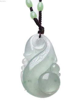 

Koraba Natural Jade Jadeite Ruyi Pendant Necklace Jewelry Gift Gemstone Emerald Necklace Women