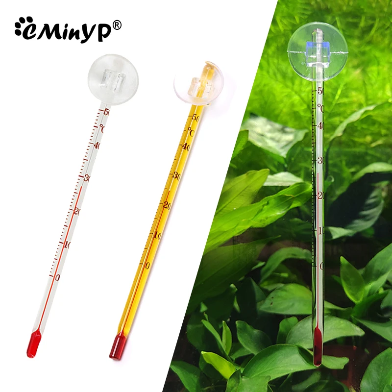 Glass Aquarium Thermometer Fish Tank Submersible Temperature Measuring Tool With Suction Cup 14CM 0-50℃ Aquarium Accessory