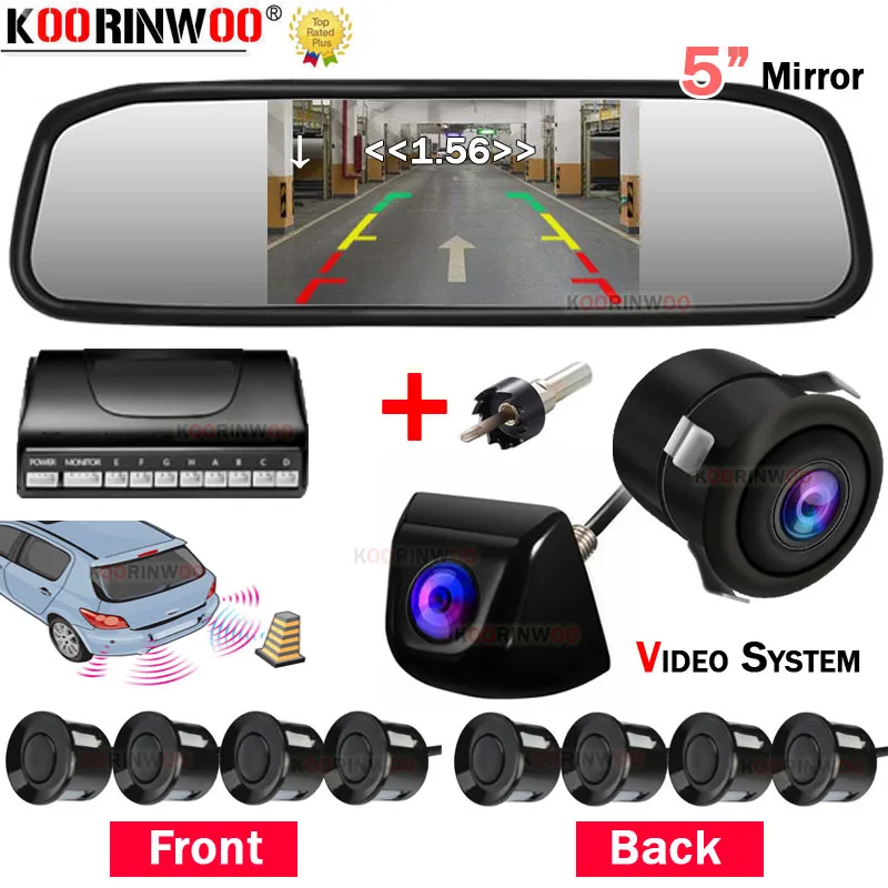

Koorinwoo 4IN1 5 дюймов ЖК-дисплей автомобильный монитор заднего бампера видео датчики парковки 8 спереди + Резервное копирование Камера Подсветка Системы слепых зон безопасности