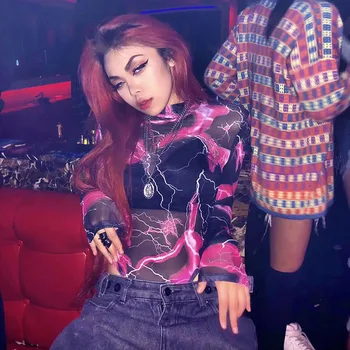 

Sexy Women Long Sleeve See-through Sheer High neck Evening Party Bodysuit Bodycon Jumpsuit Romper Leotard Playsuit