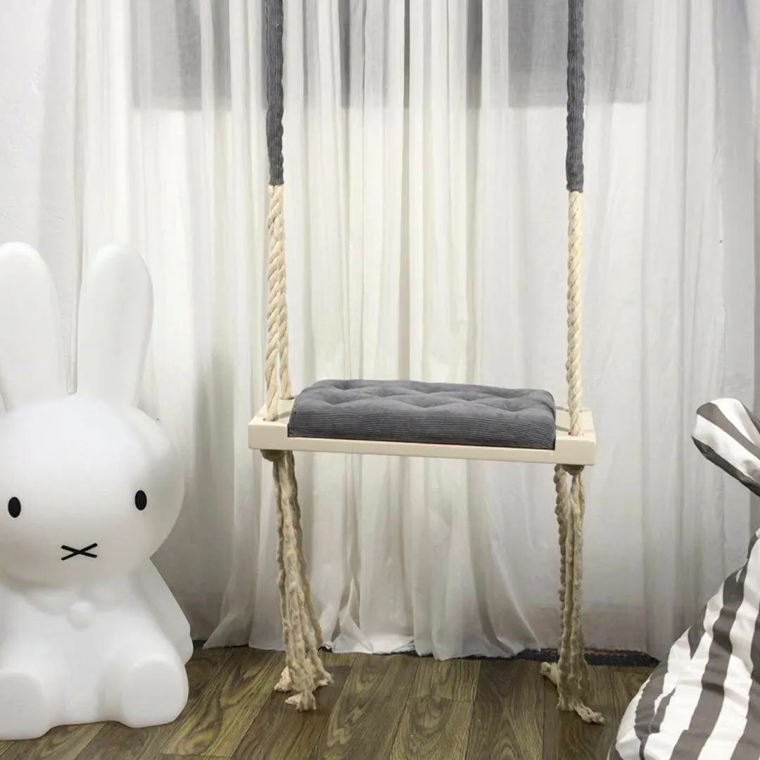 Comfortable Kids' Swing Hanging Chair Children's Room Decoration Baby Entertainment Swing Solid Wood Board Indoor LB369