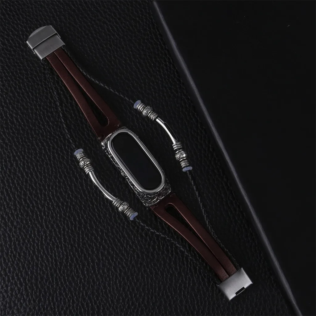 Кожаный ремешок для браслета+ металлический чехол для Xiaomi Mi 4 сменный Браслет Подарочный ремешок для часов