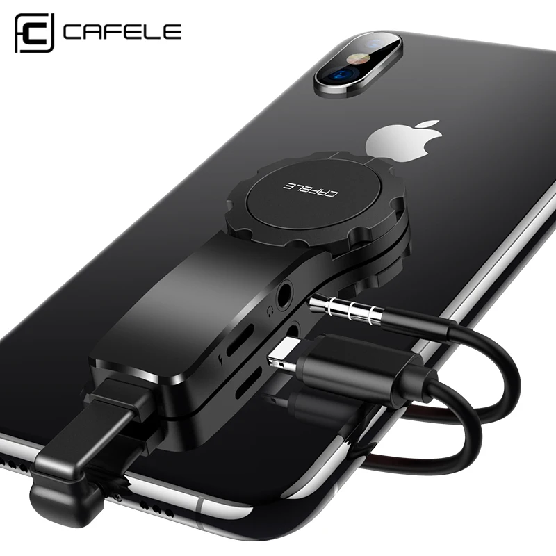 

CAFELE 2in1 USB Adapter For iPhone 3.5mm Audio Adapter Fast Charging Adjustable Ring For iOS