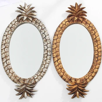 

Retro Resin Mirror Tray Pineapple Shape Desktop Decorative Storage Plate Cosmetics Storage Finishing Tool Home Storage Organizer