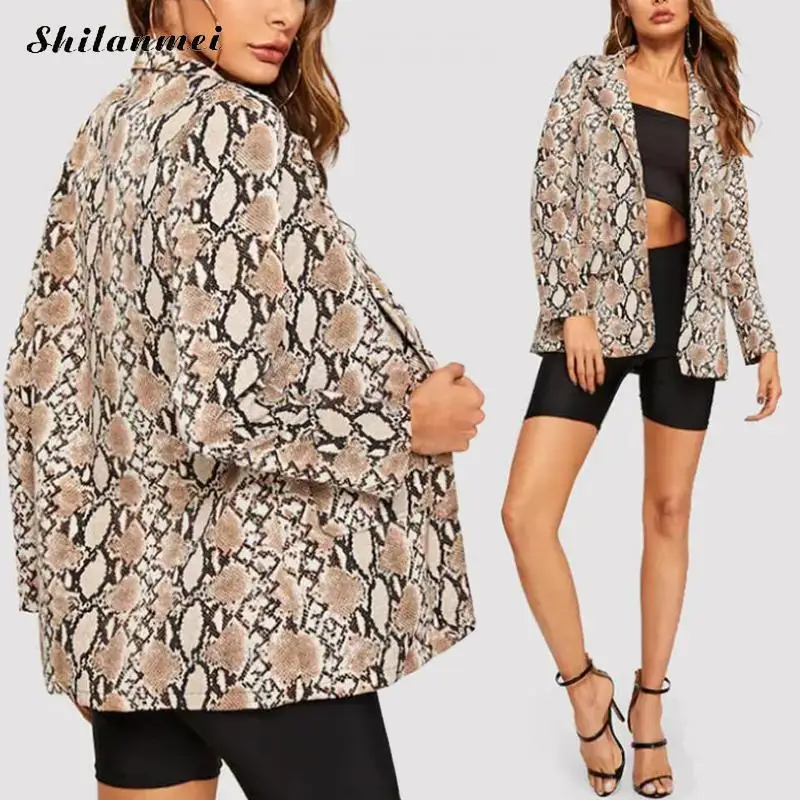 90% OFF Women Autumn Winter Street Blazers Ladies Snakeskin Print Blazer 2019 Trendy Women's Blazers Coat Fashion Jacket 3xl 4xl