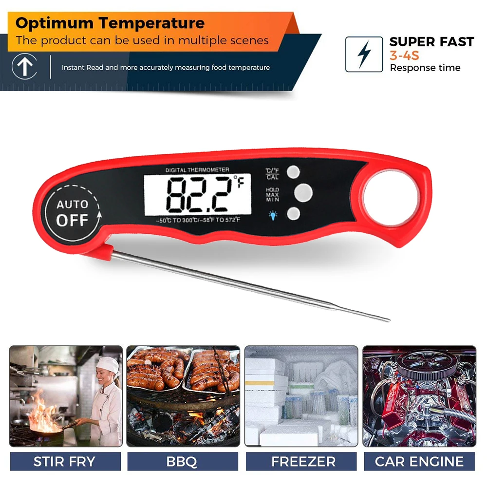 

Waterproof Digital Instant Read Food Meat Thermometer Calibration Function for Kitchen Cooking Oil Food BBQ Grill Pyrometer