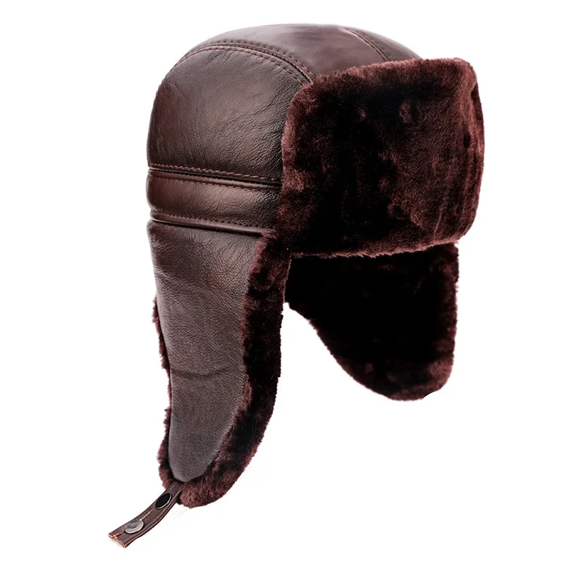 mens leather bomber hat