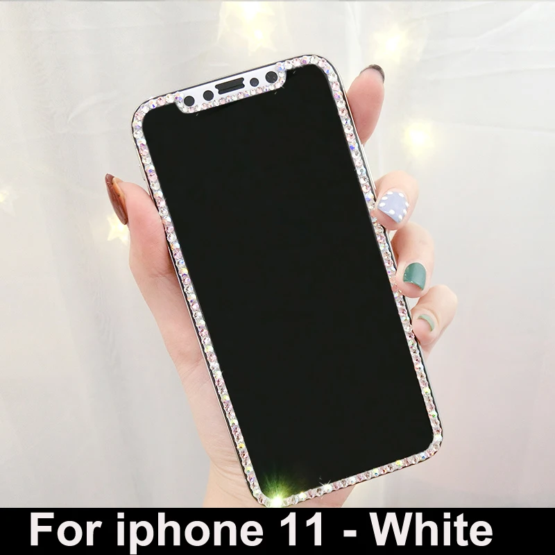Роскошные Стразы 9H закаленное стекло XS Pro Max 11 пленка для экрана Ювелирное Украшение для протектора XR Алмазный протектор X - Цвет: ip 11- White