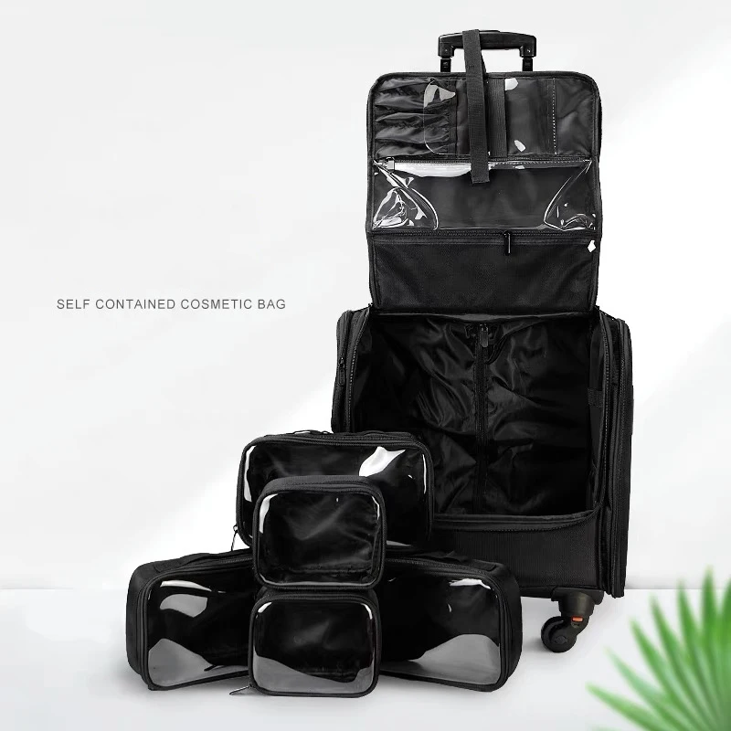 Multifunction Trolley Cosmetic case Rolling Luggage on wheels Women Nails Makeup Toolbox Beauty Tattoo Salons Trolley Suitcase Rolling Luggage Trolley Folding Luggage Trolley