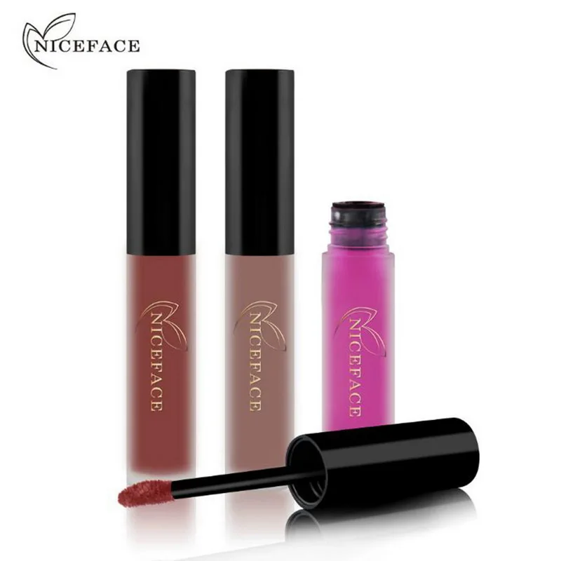 

NICEFACE Nude Batom Mate Lipgloss Makeup Liquid Lipstick Moisturizer Long Lasting Levre Matte Lip Gloss Fashion Cosmetics Rouge