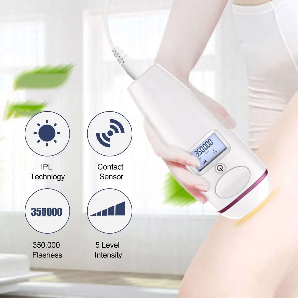 

IPL Hair Removal 350000 Flashess 5 Level Intensity Painless Permanent Epilator Laser Hair Removal Machine Body Hair Remover