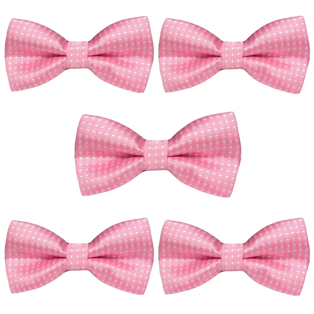 5 шт., детские галстуки-бабочки в белый горошек для мальчиков, вечерние, школьные, регулируемые галстуки-бабочки - Цвет: Pink-5 PCS