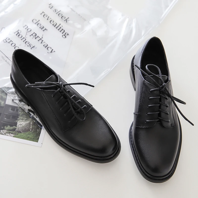 women oxford spring shoes for woman genuine leather summer brogues vintage laces loafers casual sneakers shoes