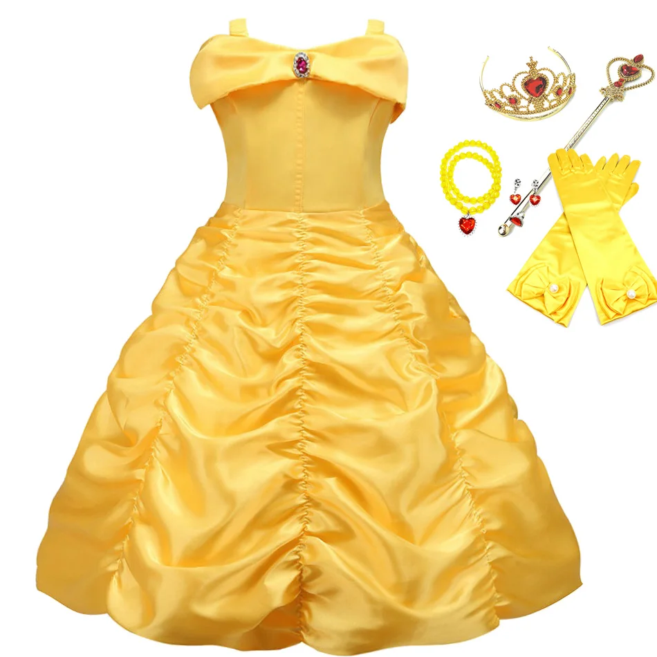 Little Girls Belle Dress Up Costume Kids Beauty Fancy Clothes Children Christmas Birthday Carnival Party Princess | Детская одежда и