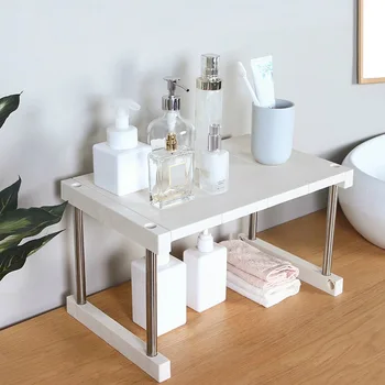 

Kitchen Cabinet Counter Shelf Organizer Expandable Stackable Assembly Shelf Rack