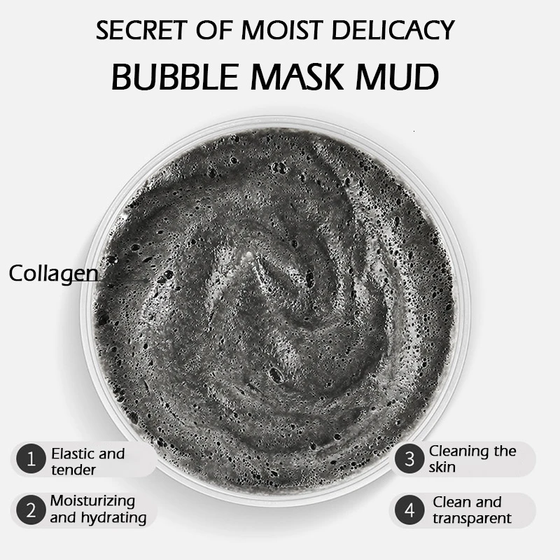 SENANA Collagen Bubble Mud Mask Whitening Moisturizing Remove Blackhead Acne Face Mask Deep Cleansing Oil Control 4