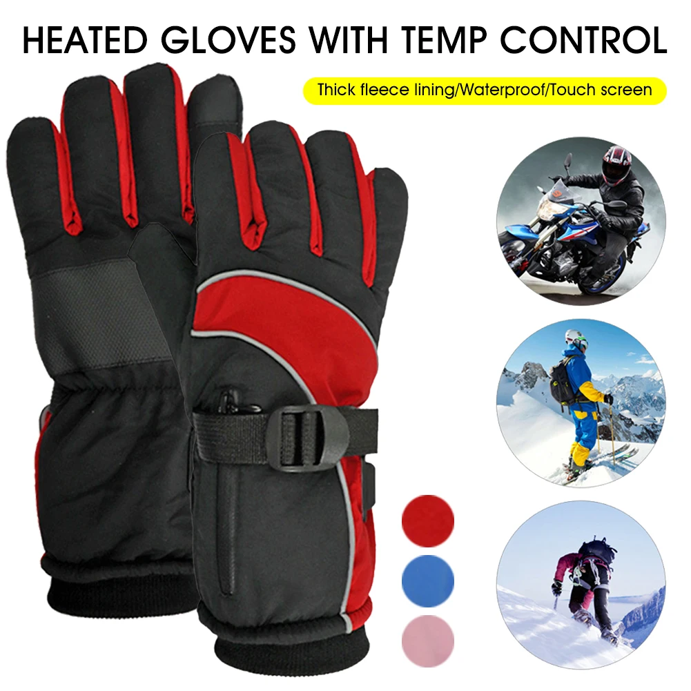 1Pair Electric Heated Gloves Thermal Ski Gloves Touch Screen 55°C Warm