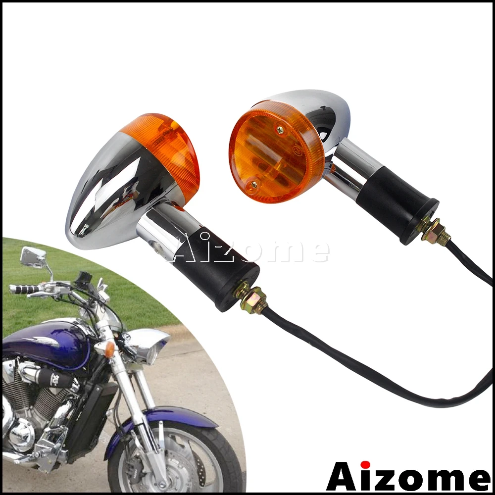 Krator 2pcs Chrome Heavy Duty Motorcycle Turn Signals Finned Grill Scalloped Blinkers For Honda VTX 1300 C R S RETRO 