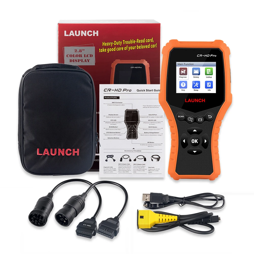 LAUNCH CR-HD Pro для автомобилей и грузовиков 2 в 1 OBD2 OBD Код считыватель сканер для 24 грузовиков 12 В автомобиля диагностический инструмент с saej1989 OBDII J1939
