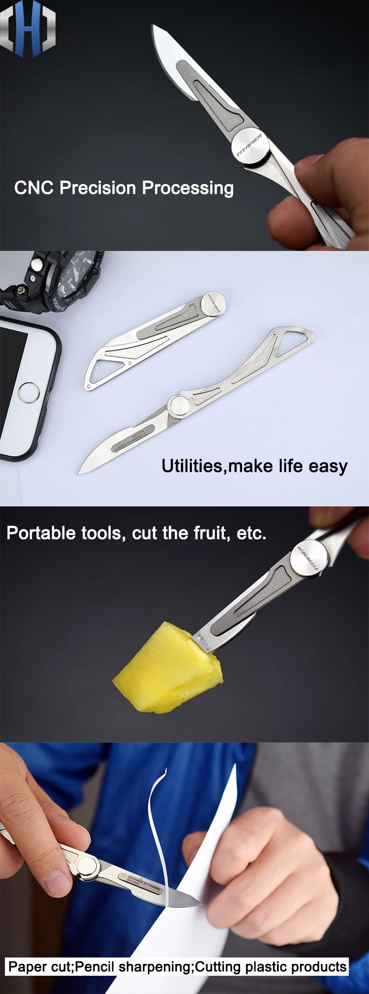 Arrival Titanium Alloy Scalpel Portable Engraving Ultralight Knife Unpacking Tool Outdoor Equipment Mini Folding Knife EDC