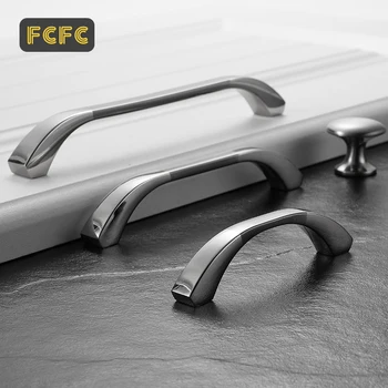 FCFC Cabinet Handles and Knobs Modern Door Handles Kitchen Silver Furniture Hardware Wardrobe Cupboard Handle Drawer Pulls