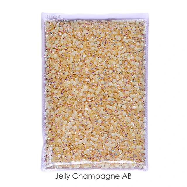 Wholesale Jelly AB Resin Non Hot Fix Rhinestones Cтразы Flatback Plastic Crystals Strass Glitters Stone Bulk Big Package for DIY Jelly Champagne AB