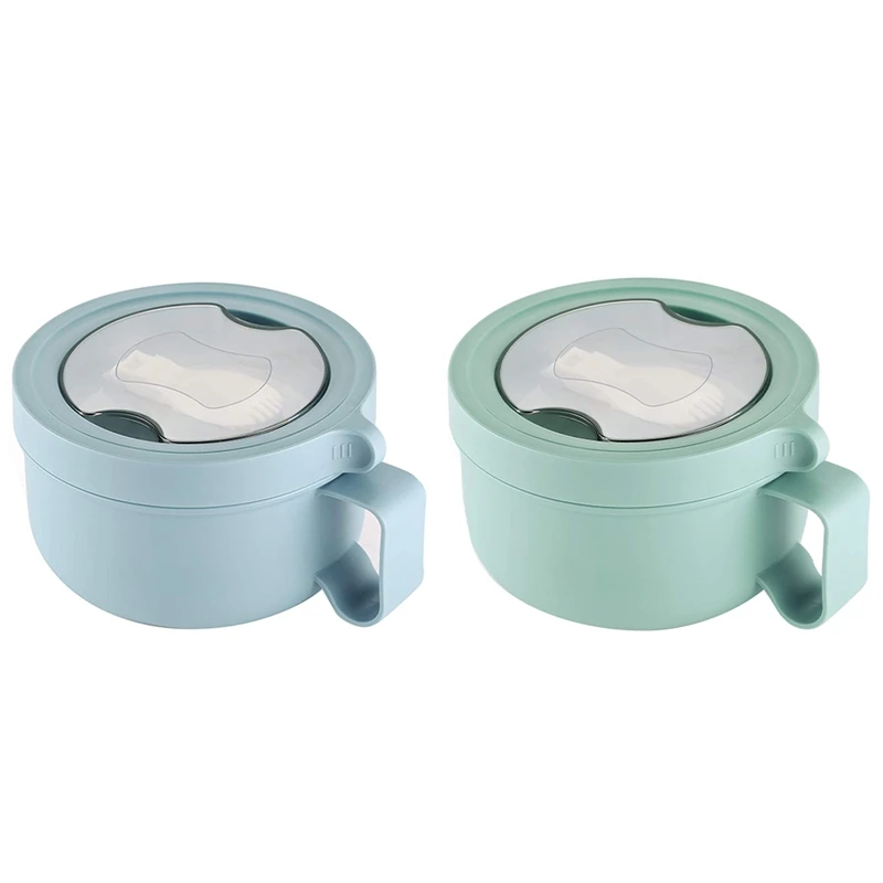 

NEW-Noodle Bowl, 29Oz/3.4 Cups Portable Stainless Steel Bento Box with Handle and Leak-Proof Lid, Batter Bowl